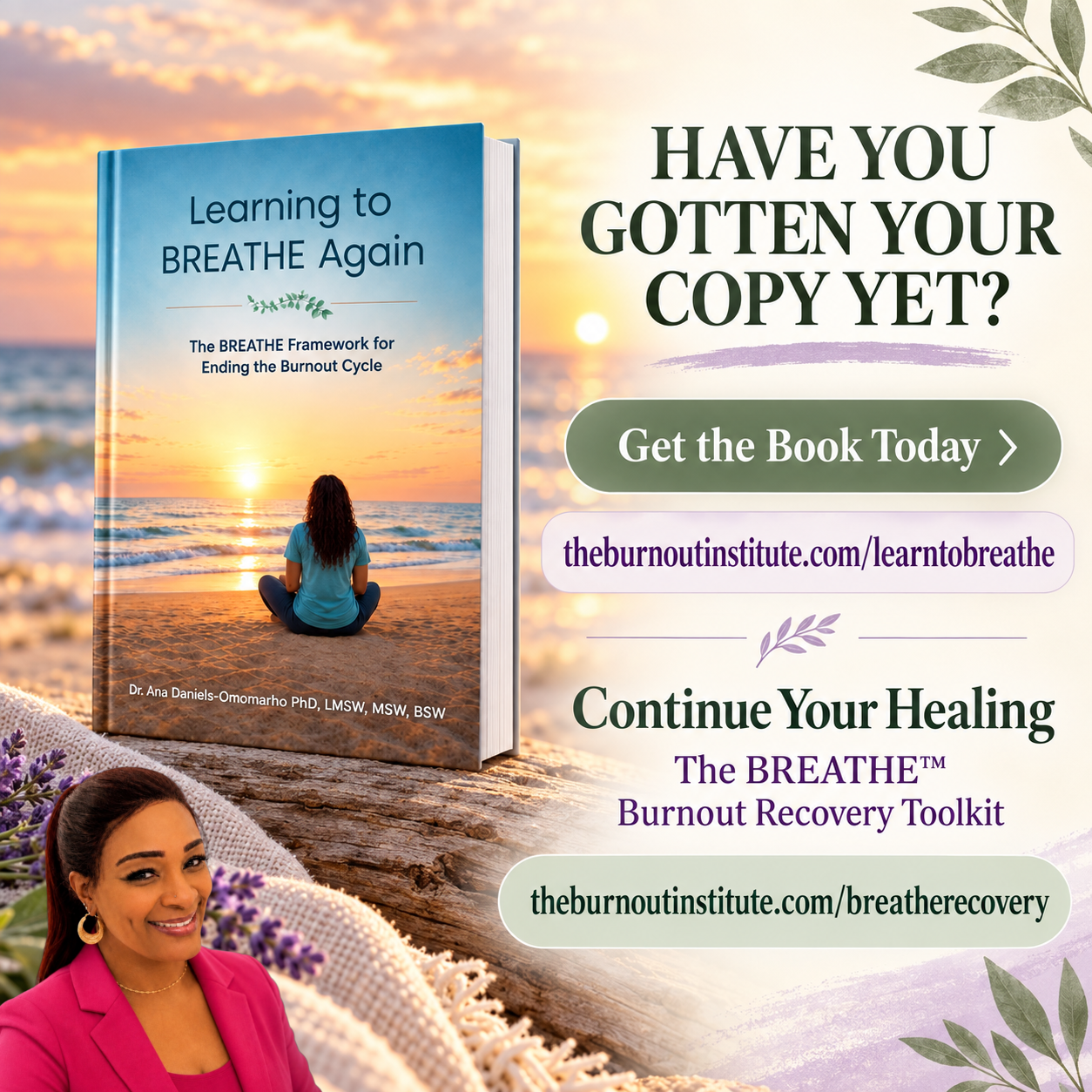 Learning to BREATHE Again book and BREATHE Burnout Recovery Toolkit