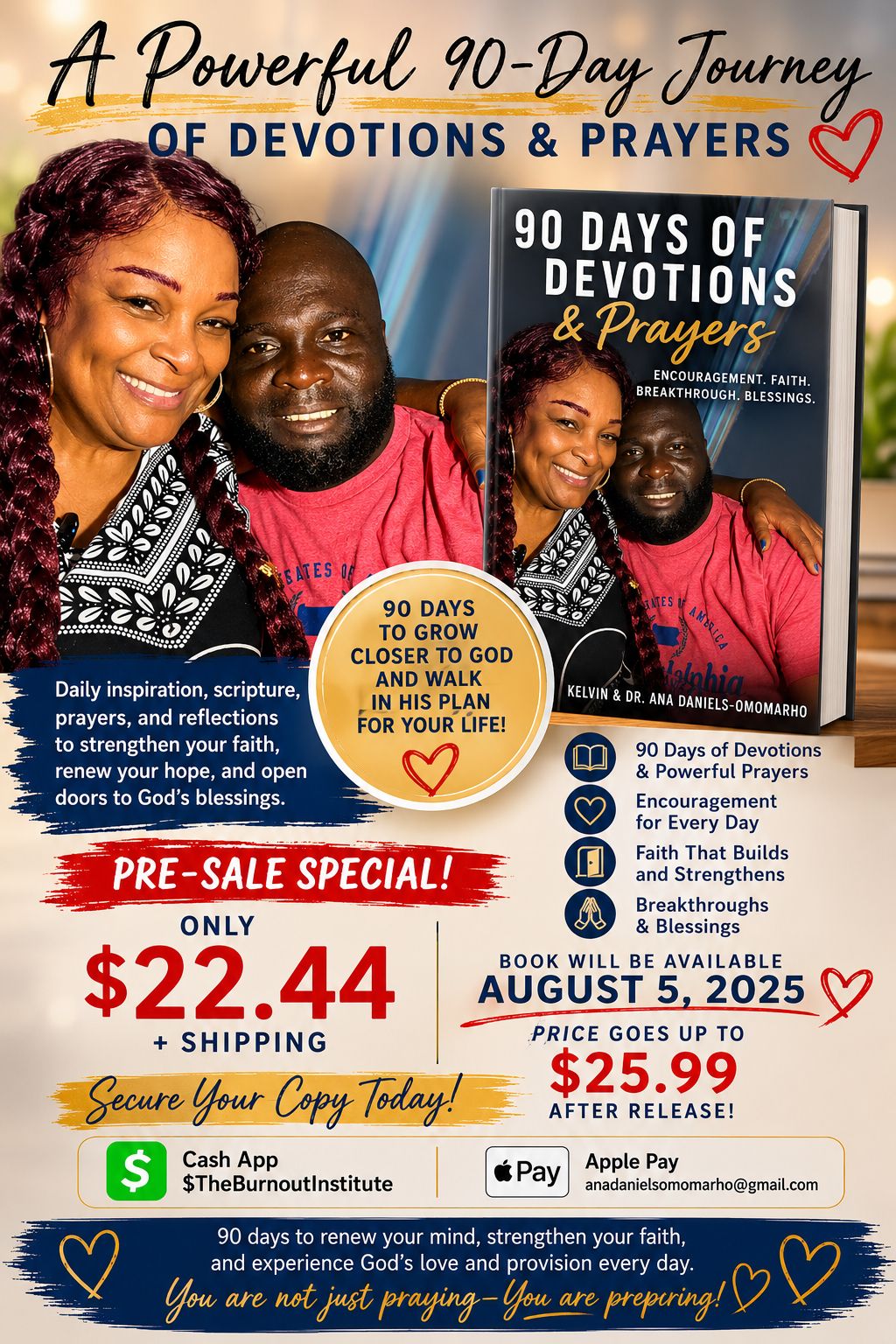 Cover of 90 Days of Devotions & Prayers by Kelvin and Dr. Ana Daniels-Omomarho